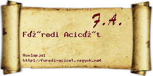 Füredi Acicét névjegykártya